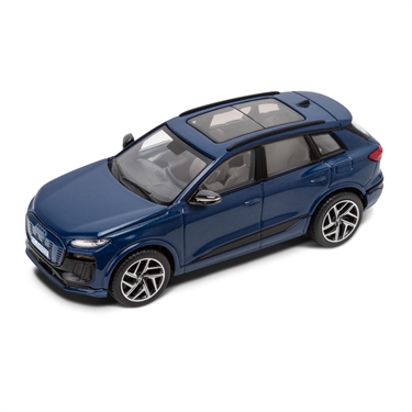 Audi Q6 e-tron, ascariblå, modelbil 1:43